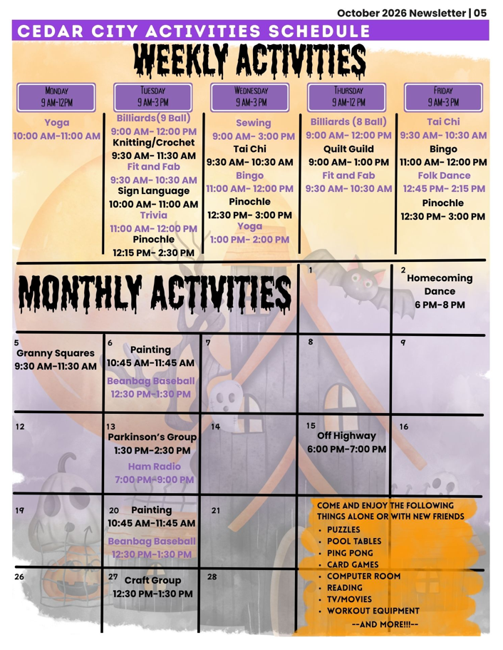 Cedar Senior Center activity schedule