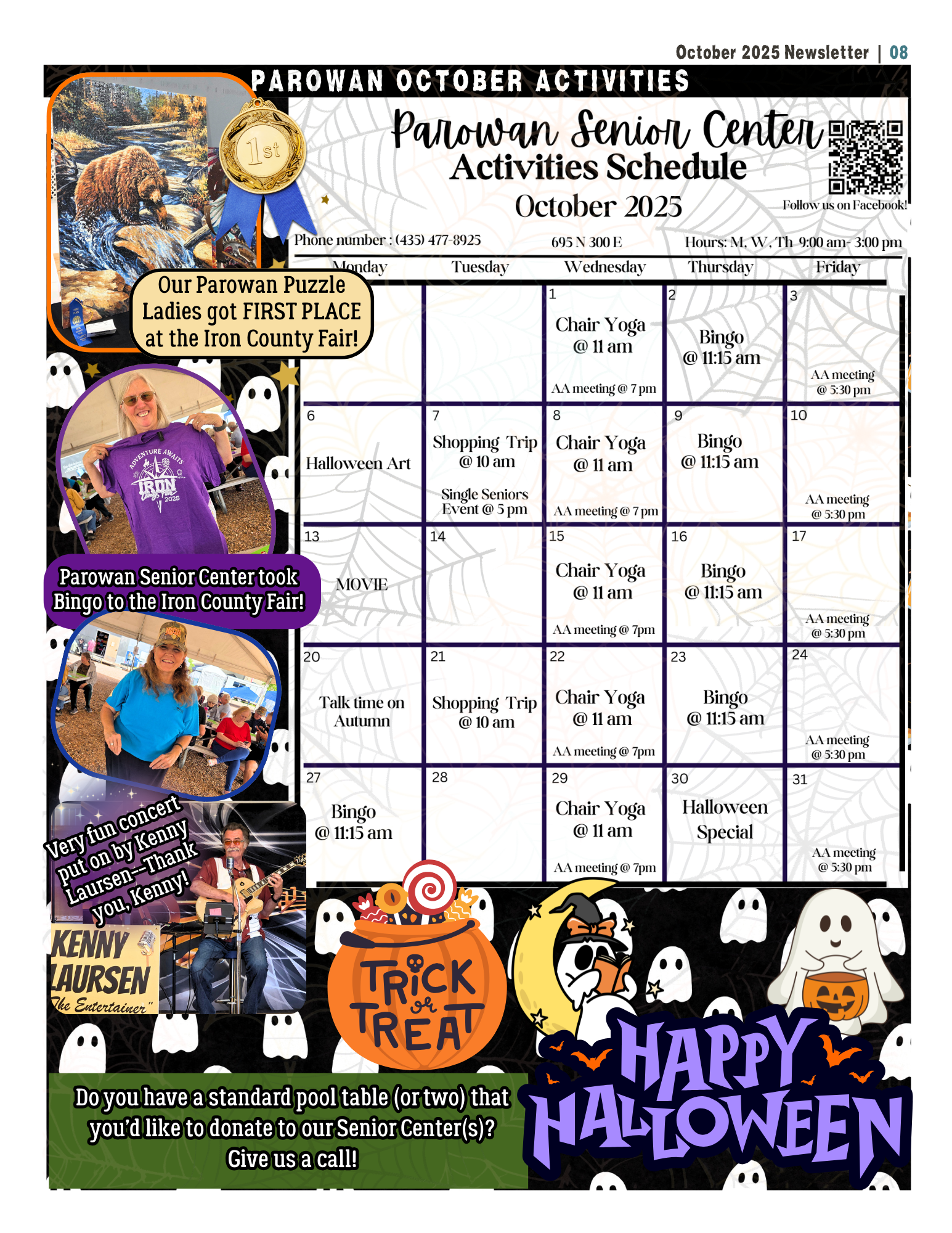 Parowan Senior Center activity schedule